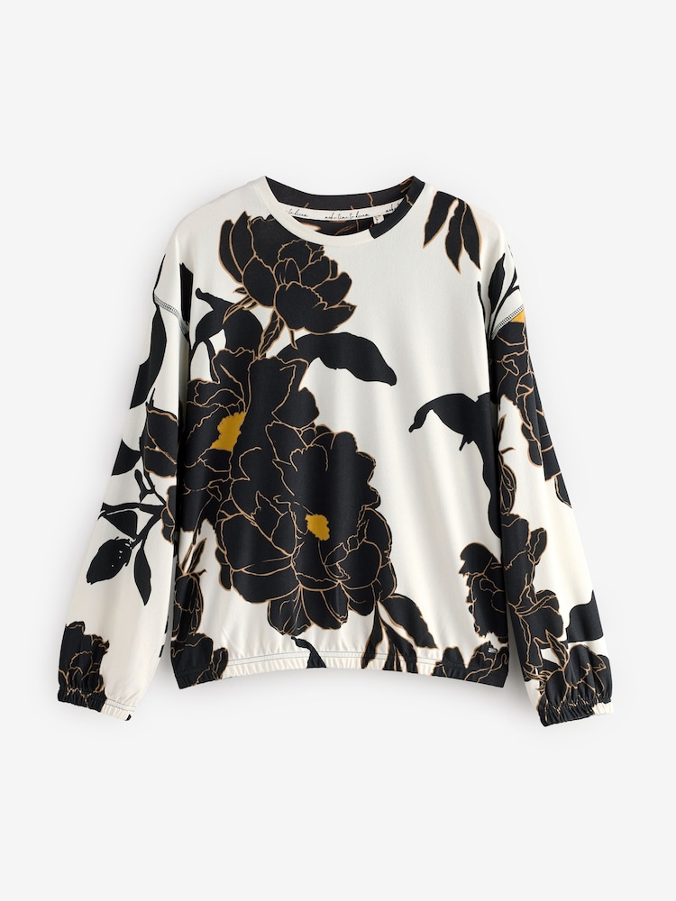 Black/Ochre Floral Cosy Long Sleeve Pyjamas - Image 7 of 7