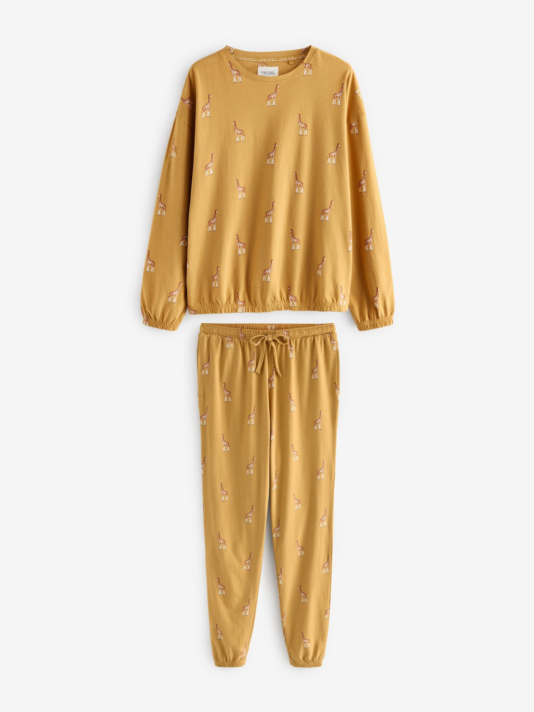 Buy Ochre Yellow Giraffe 100 Cotton Long Sleeve Pyjamas from the Next UK online shop