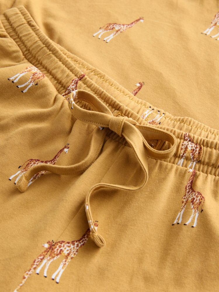 Ochre Yellow Giraffe 100% Cotton Long Sleeve Pyjamas - Image 8 of 9
