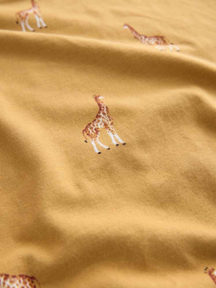 Ochre Yellow Giraffe 100% Cotton Long Sleeve Pyjamas - Image 9 of 9