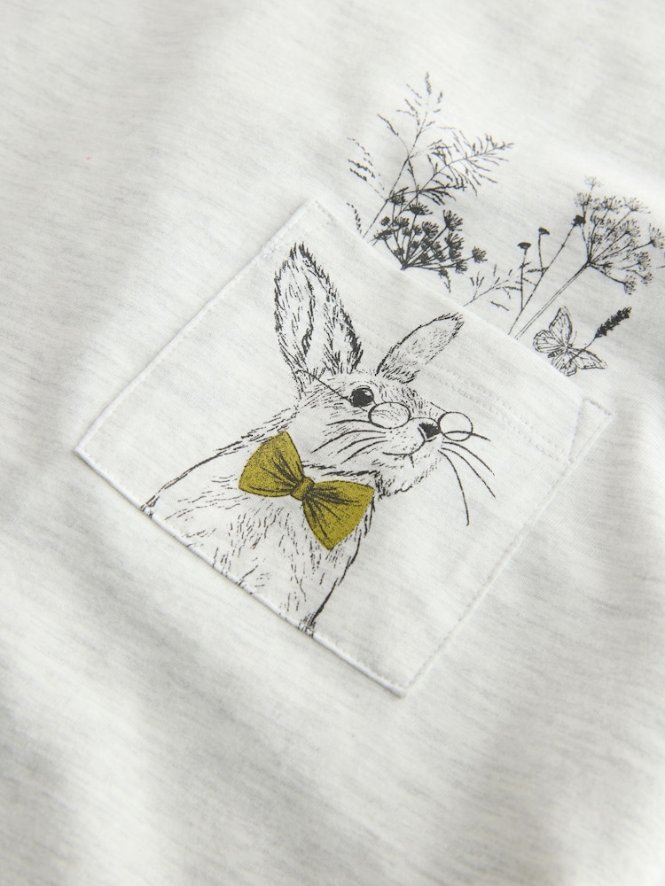 Grey Bunny Jersey Short Sleeve Pyjamas - Image 10 of 11