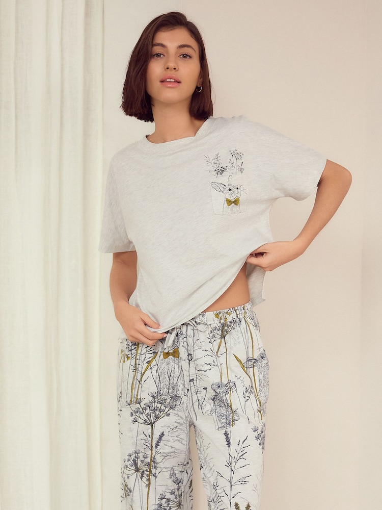 Grey Bunny Jersey Short Sleeve Pyjamas - Image 4 of 11