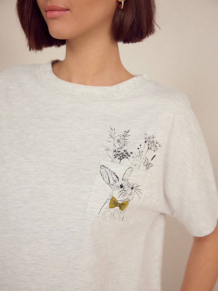 Grey Bunny Jersey Short Sleeve Pyjamas - Image 5 of 11