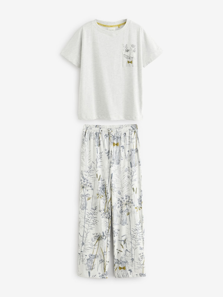 Grey Bunny Jersey Short Sleeve Pyjamas - Image 6 of 11