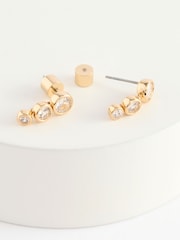 Aela Gold Tone Diamond Simulants Tier Drop Earrings - Image 3 of 5