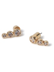 Aela Gold Tone Diamond Simulants Tier Drop Earrings - Image 4 of 5
