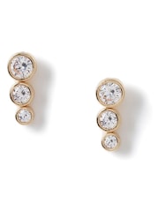Aela Gold Tone Diamond Simulants Tier Drop Earrings - Image 5 of 5