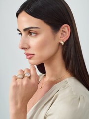 Aela Gold Tone Diamond Simulants Chunky Pave Ring - Image 1 of 4
