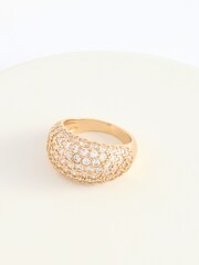 Aela Gold Tone Diamond Simulants Chunky Pave Ring - Image 2 of 4