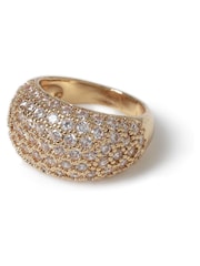 Aela Gold Tone Diamond Simulants Chunky Pave Ring - Image 4 of 4