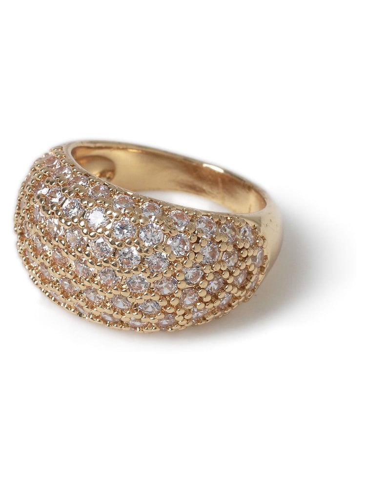 Aela Gold Tone Diamond Simulants Chunky Pave Ring - Image 4 of 4