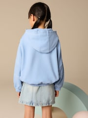 Blue Floral Print Embroidered Elasticated Hoodie (3-16yrs) - Image 3 of 8