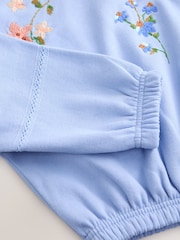 Blue Floral Print Embroidered Elasticated Hoodie (3-16yrs) - Image 7 of 8