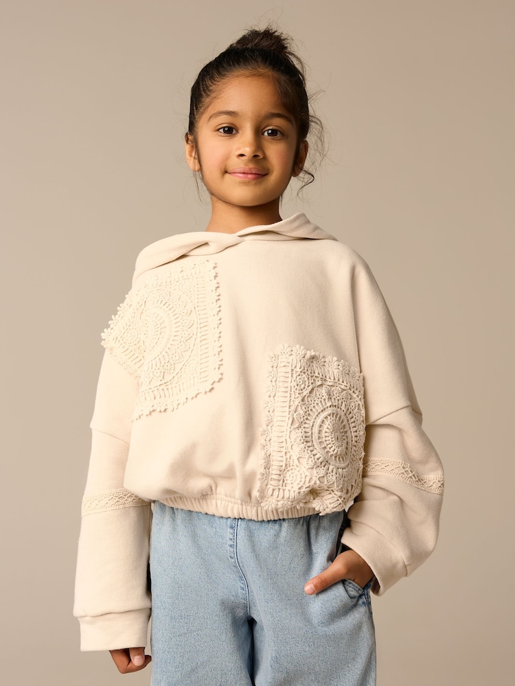 Neutral Crochet Elasticated Hoodie (3-16yrs) - Image 1 of 9