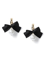 Aela Bow Drop Black Earrings - Image 3 of 4