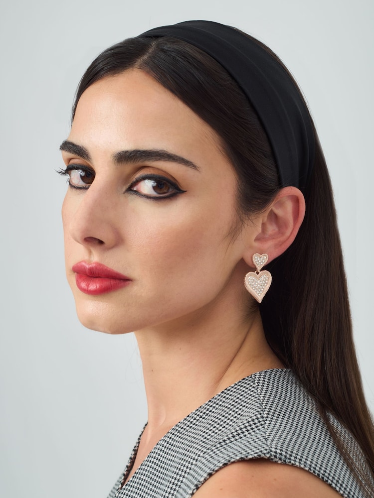 Aela Gold Tone Double Heart Drop Earrings - Image 1 of 4