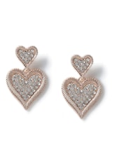 Aela Gold Tone Double Heart Drop Earrings - Image 3 of 4