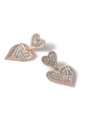 Aela Gold Tone Double Heart Drop Earrings - Image 4 of 4