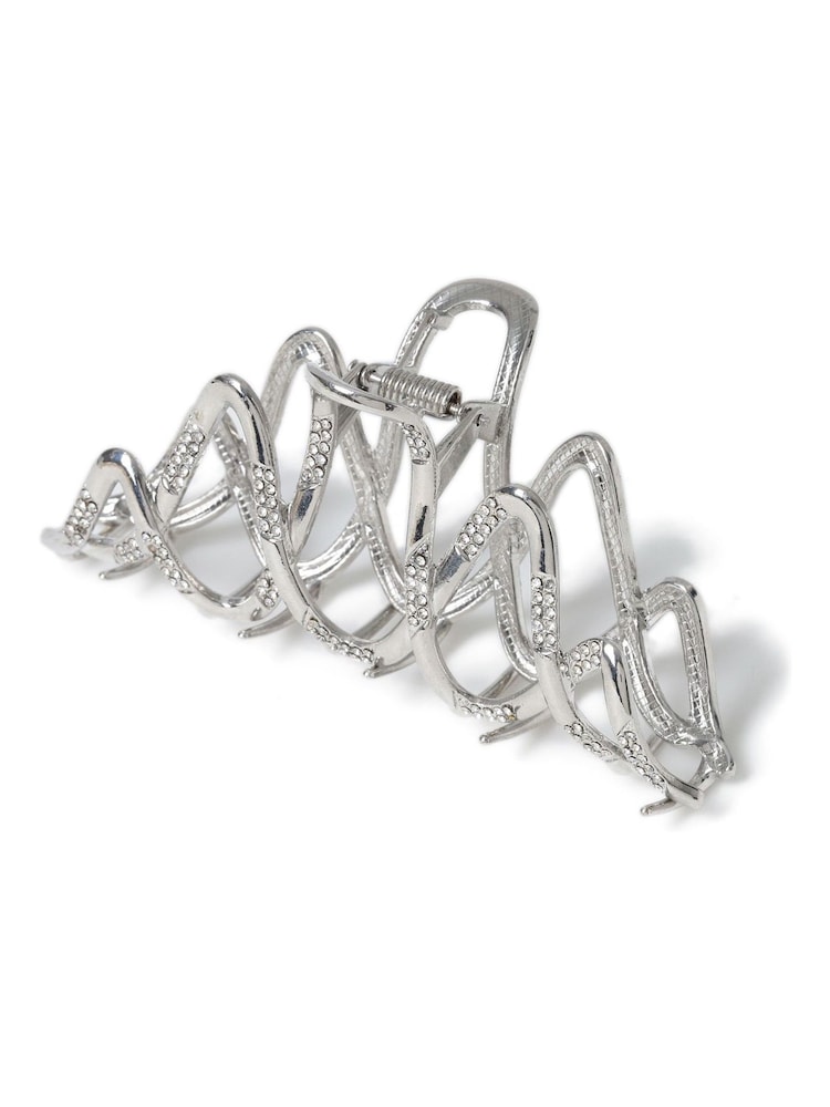 Aela Silver Tone Criss Cross Hair Claw - Image 2 of 2