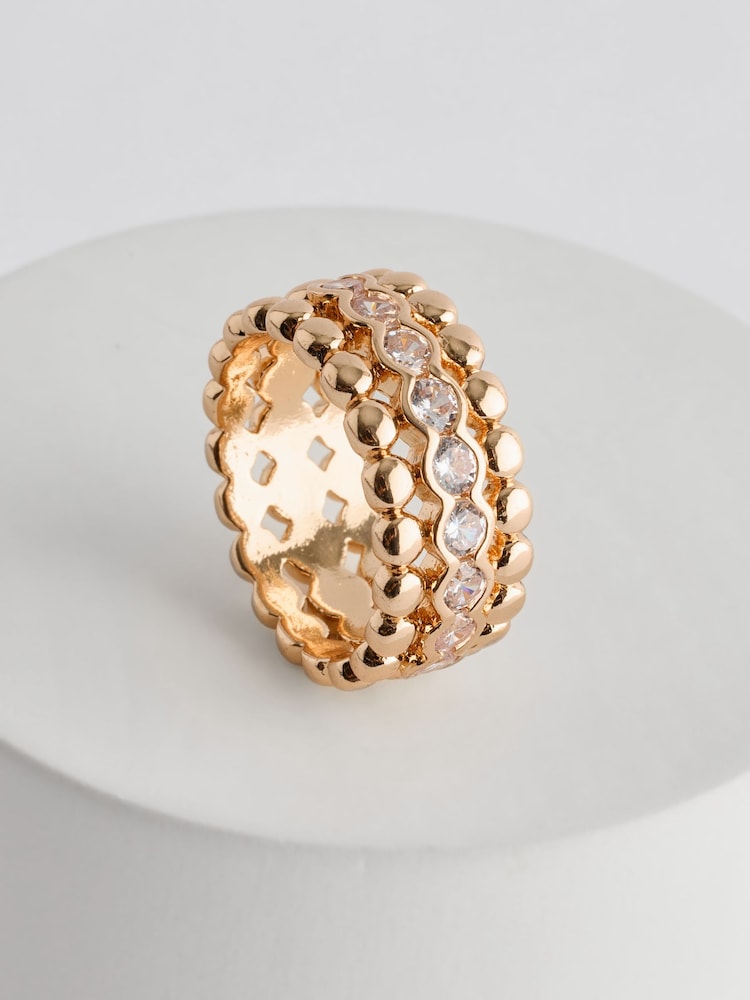 Inel triplu cu model diamant Aela Aur Tone Simulants - Image 1 of 3