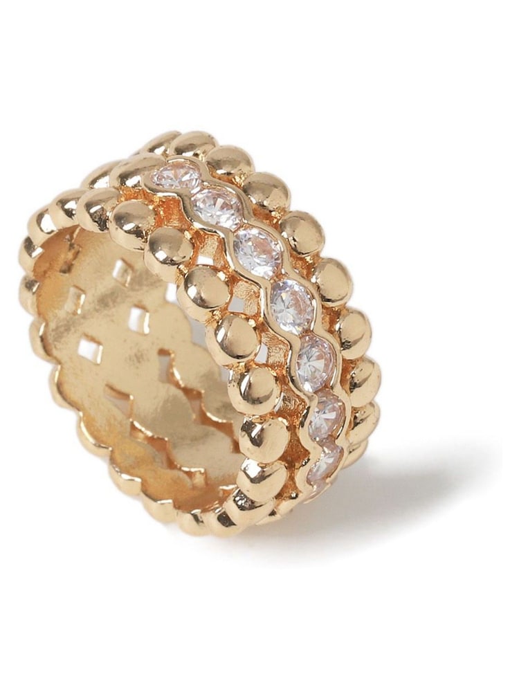 Inel triplu cu model diamant Aela Aur Tone Simulants - Image 3 of 3