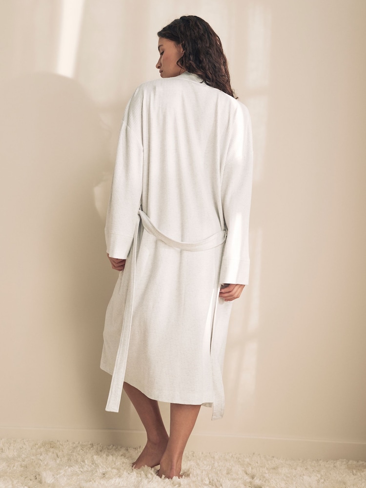 Grey Jersey Textured Dressing Gown - Image 3 of 10