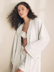 Gris - Jersey Textured Dressing Gown - Imagen 4 de 10