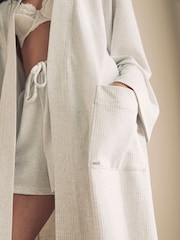 Gris - Jersey Textured Dressing Gown - Imagen 6 de 10