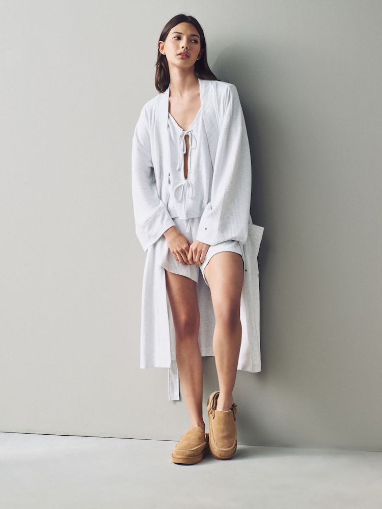 Grey Jersey Textured Dressing Gown - Image 7 of 10