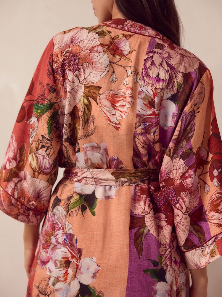 Floral rose - Peignoir léger en lin Blend - Image 4 of 5