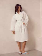 White Waffle Dressing Gown - Image 2 of 10