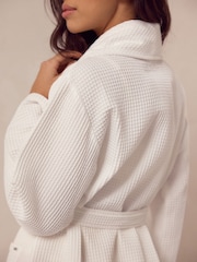 White Waffle Dressing Gown - Image 4 of 10