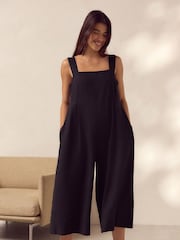 Black Linen Blend Jumpsuit - Image 3 of 6