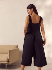 Black Linen Blend Jumpsuit - Image 4 of 6