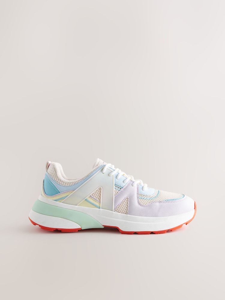 Multi Pastel Forever Comfort® Chunky Sole Mesh Detail Lace-Up Trainers - Image 3 of 6