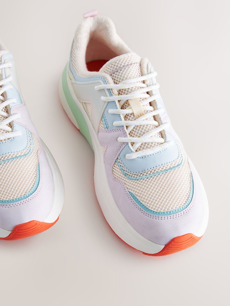 Multi Pastel Forever Comfort® Chunky Sole Mesh Detail Lace-Up Trainers - Image 5 of 6