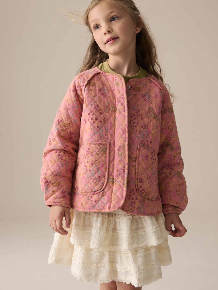 Pink - Gesteppte Jacke mit Blumenmuster (3–16 J.) - Bild 1 von 5 Pink - Gesteppte Jacke mit Blumenmuster (3–16 J.) - Bild 1 von 5
