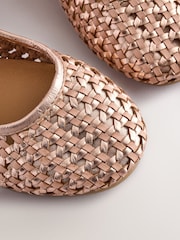 Rose Gold Leather Woven Mary Jane Shoes - Image 4 of 6