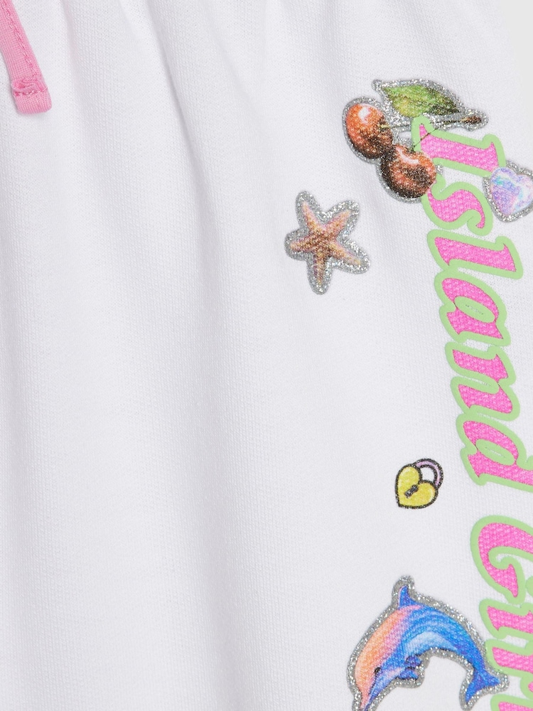 River Island White Island Girl Sticker T-Shirt & Short Set - Image 4 of 4