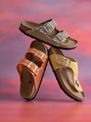 Birkenstock Taupe Brown Arizona Rivet Suede Sandals - Image 7 of 7
