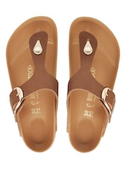 Birkenstock Brown Gizeh Big Buckle Oiled Leather Sandals - Image 2 of 3