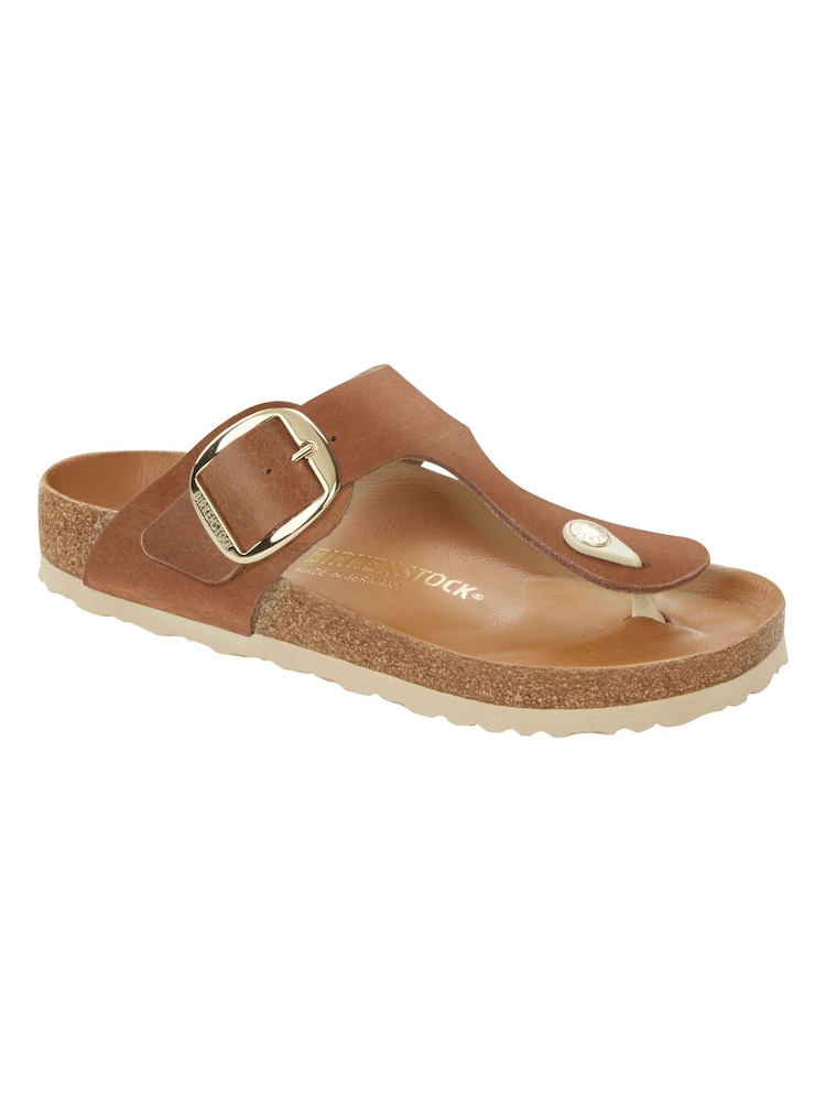 Birkenstock Brown Gizeh Big Buckle Oiled Leather Sandals - Image 3 of 3