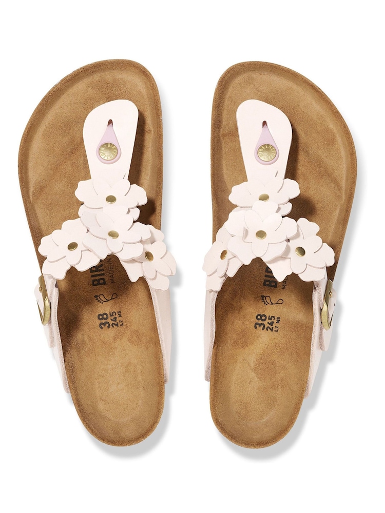 Birkenstock Pink Gizeh Flowers Smooth Leather Sandals - Image 1 of 3