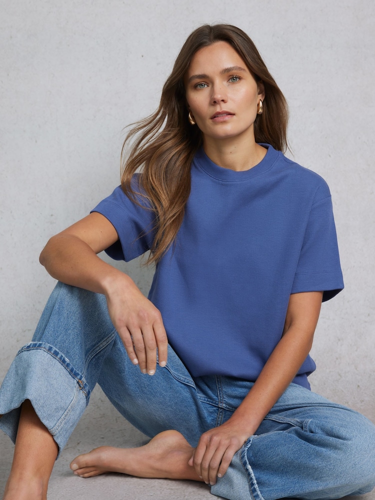 Hay Life Blue Waffle Boxy T-Shirt - Image 3 of 6