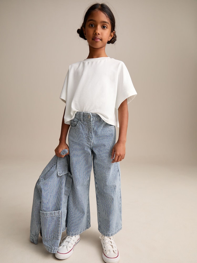 Bleu - Pantalon large 100% coton (3-16ans) - Image 2 of 8