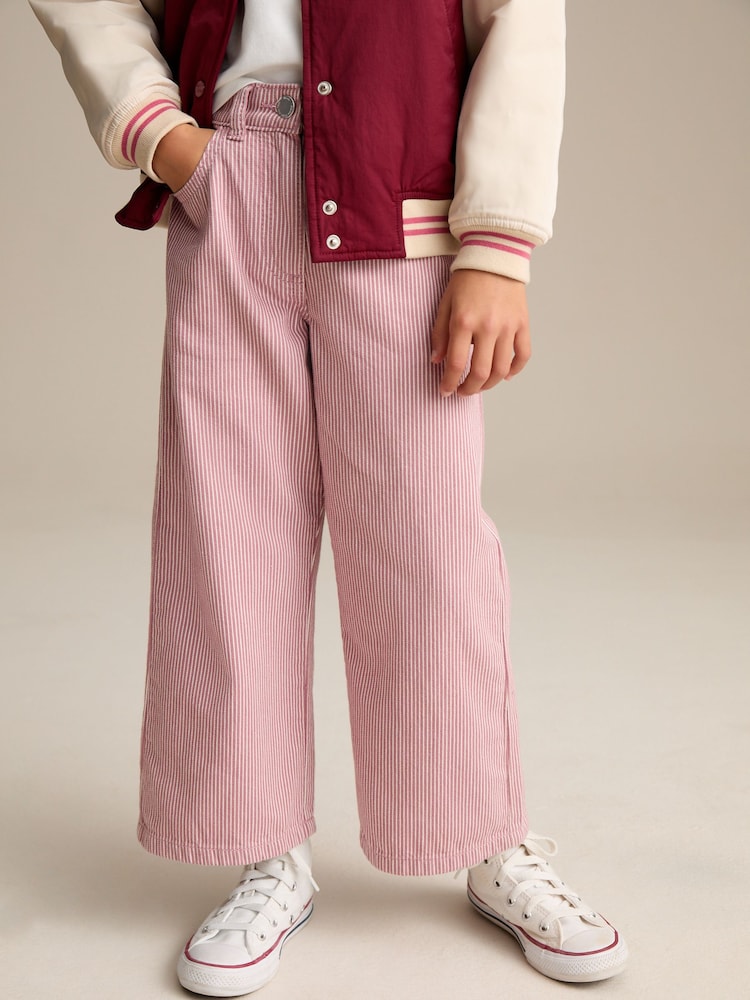 Pink Stripe 100% Cotton Wide Leg Trousers (3-16yrs) - Image 1 of 9