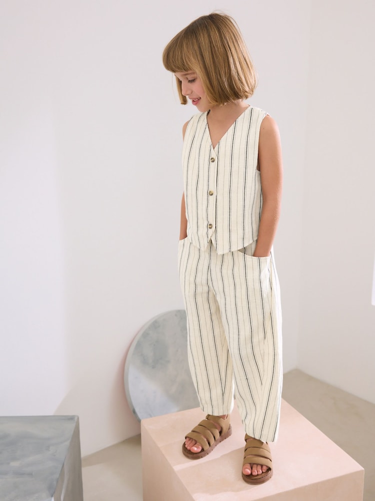 Stripe Monochrome - Pullon Barrel Trousers (3-16yrs) - Image 2 of 4