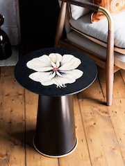 Rockett St George Black Floral Patterned Side Table - Image 4 of 7
