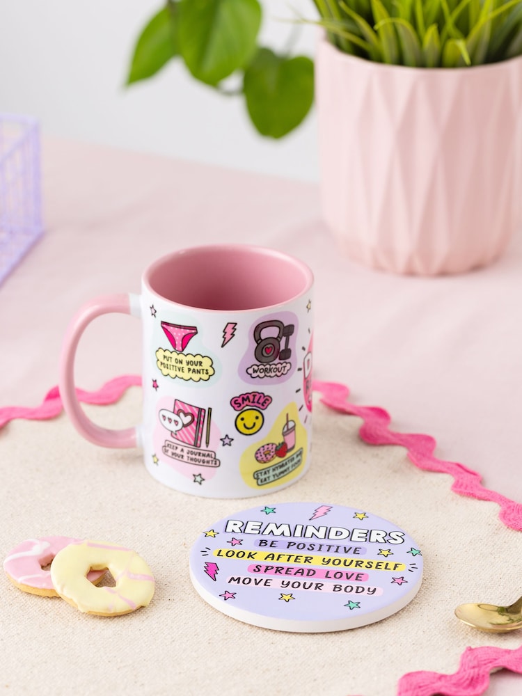 Sam Jayne Designs Pink Daily Reminder Checklist Mug and Coaster Giftset - Image 2 of 5