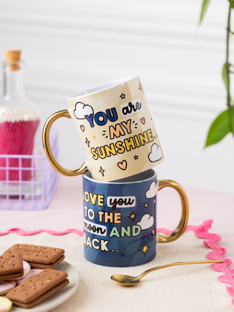 Sam Jayne Designs Gold Sun and Moon 2 Mug Set - Image 1 of 5